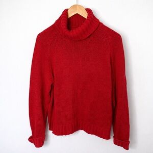 Y2K Calvin Klein Jeans Sweater Small 100% Cotton Red Turtleneck USA